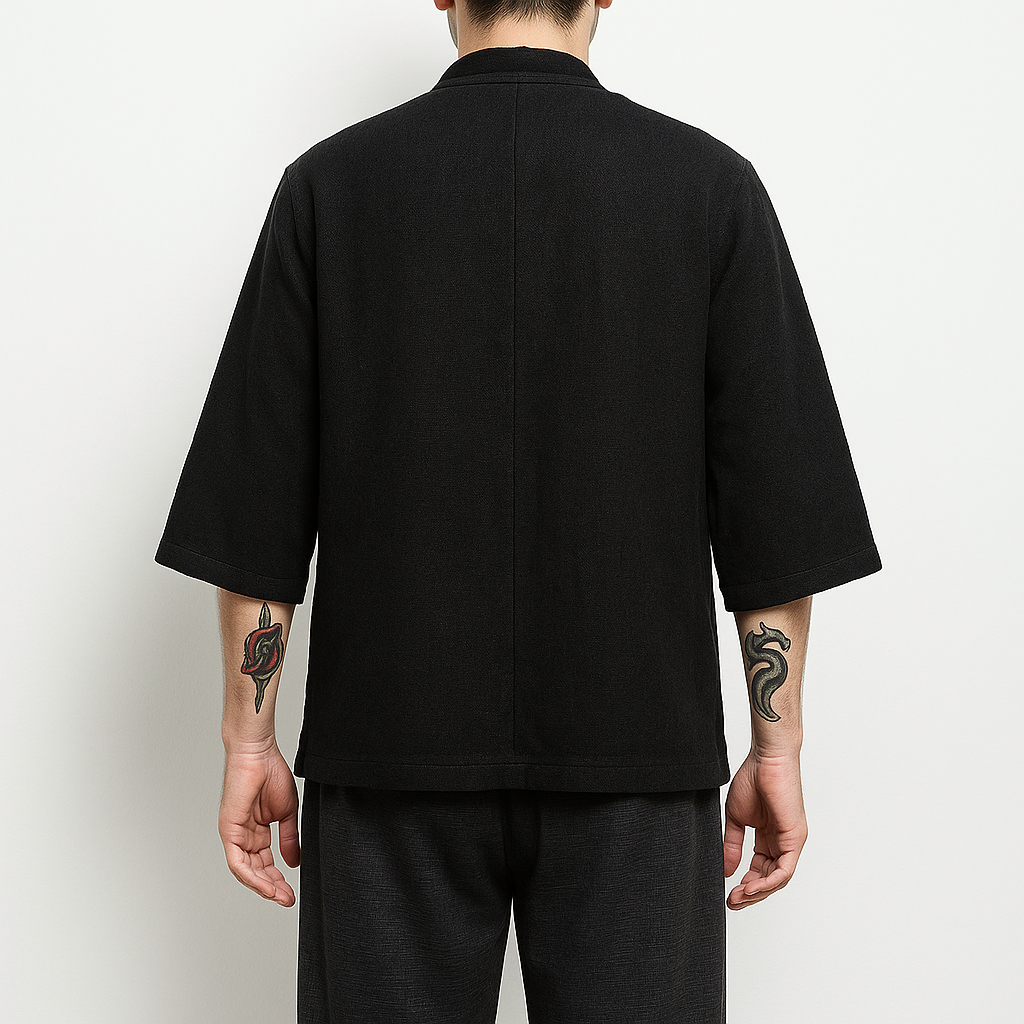 Matshu Kimono - Kyoto Apparel - Beige, Black, kimono, Off-White, Outerwear, short sleeve