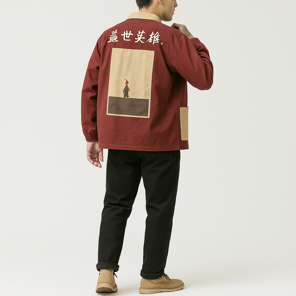 Uysa Shirt Jacket - Kyoto Apparel - Black, Green, jacket, Japanese print, long sleeve, Outerwear, Red, shirt, Top