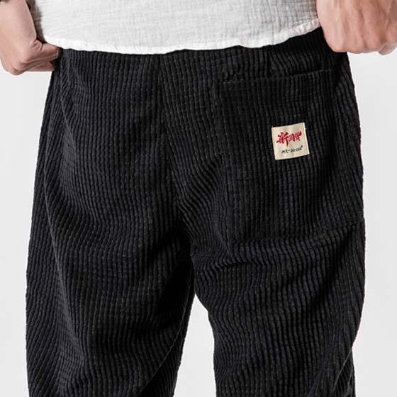 Biraki Corduroy Pants - Kyoto Apparel - black, Blue, Brown, Corduroy, khaki, long, pants, Thick fabric