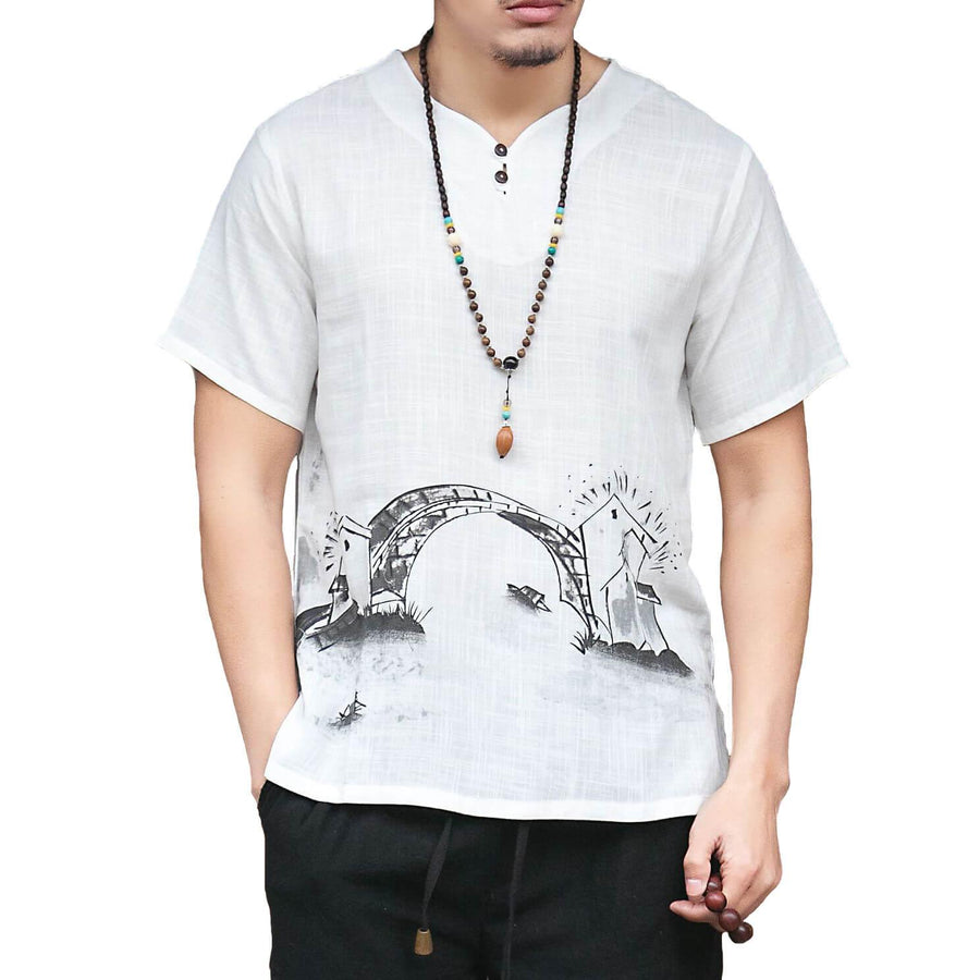 Burijji Shirt - Kyoto Apparel - Beige, Japanese print, Light fabric, Mauve, tee shirt, Top, white