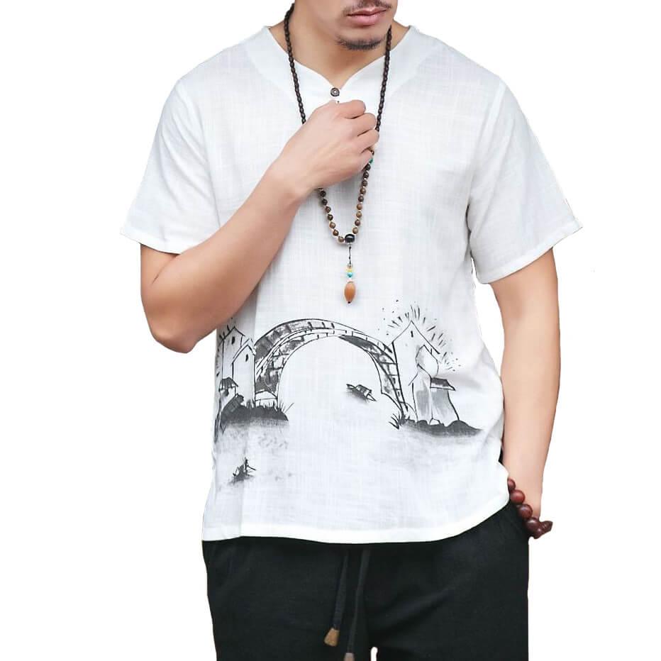 Burijji Shirt - Kyoto Apparel - Beige, Japanese print, Light fabric, Mauve, tee shirt, Top, white