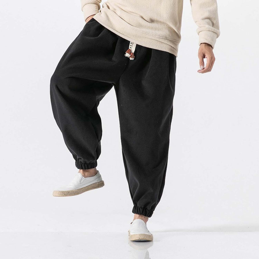 Dester Loose  Pants - Kyoto Apparel - Black, drawstrings, Gray, Green, long, pants, Thick fabric