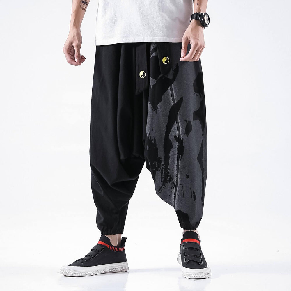Drako Street-Style Pants - Kyoto Apparel - Black, Gray, harem, long, pants, Red