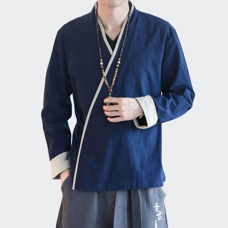 Jikura Kimono - Kyoto Apparel - Blue, Gray, kimono, Outerwear