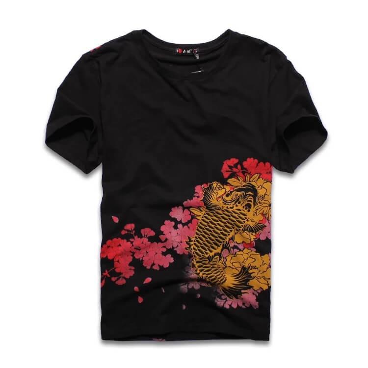 Pinkuro Shirt - Kyoto Apparel - Black, Embroidery, tee shirt, Top, Ukiyo-e, white