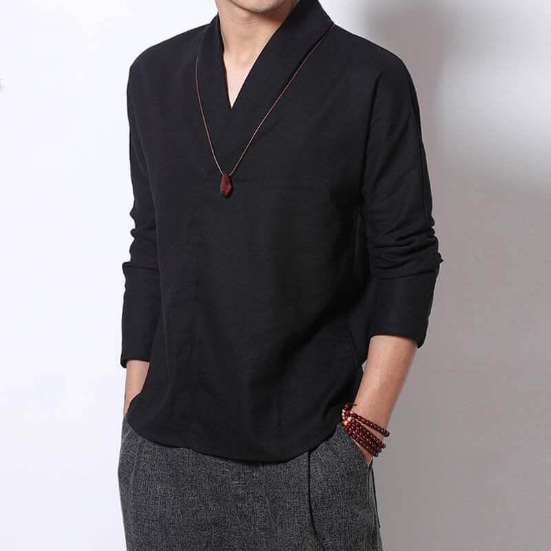 Shinu Sleeve Shirt - Kyoto Apparel - Black, Blue, Gray, shirt, Top, white