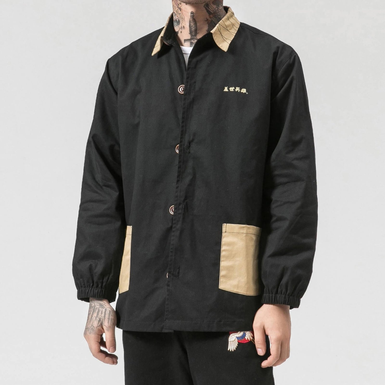 Uysa Shirt Jacket - Kyoto Apparel - Black, Green, jacket, Japanese print, long sleeve, Outerwear, Red, shirt, Top
