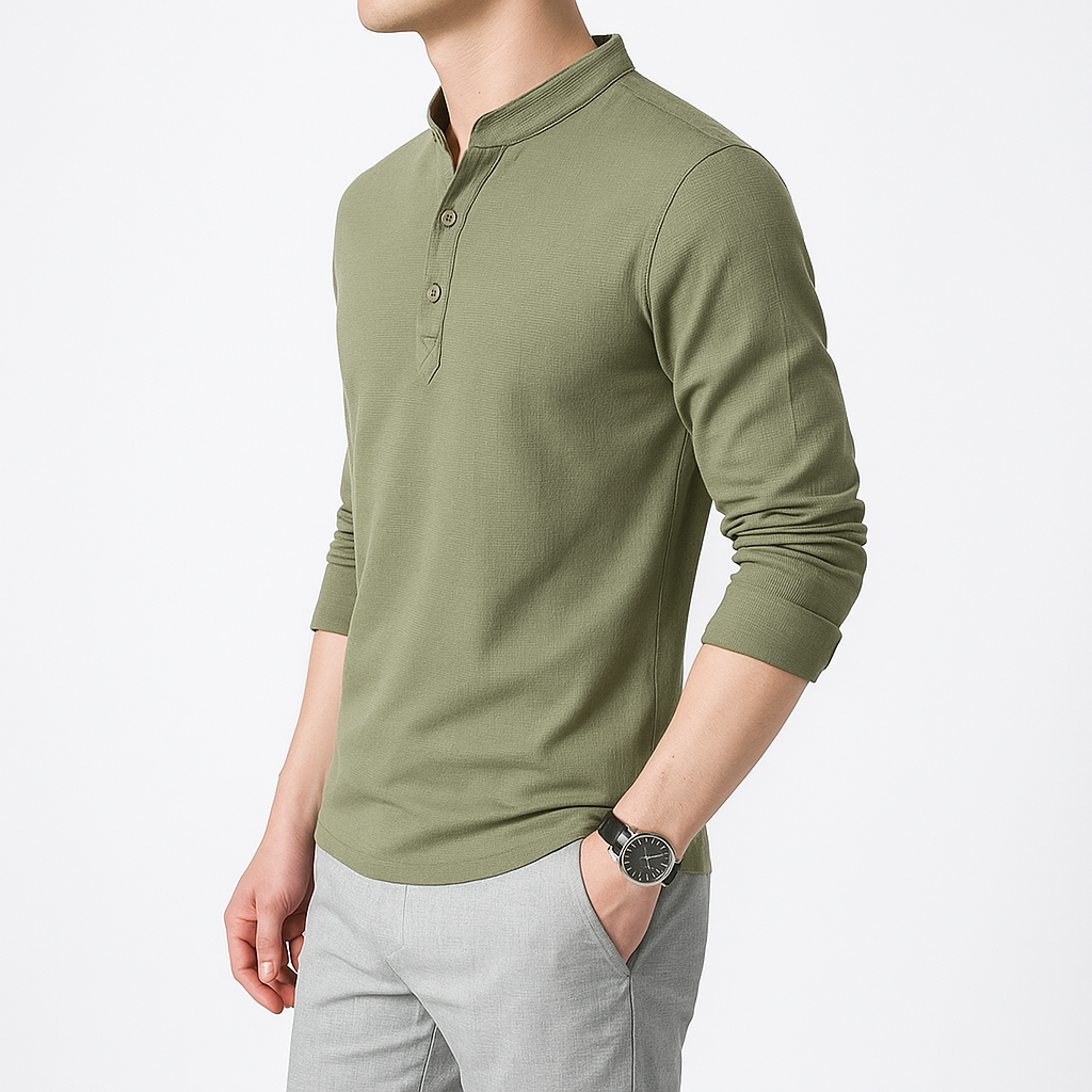 Tetsu Henley Kimono - Kyoto Soul Apparel- Black, Green, Gray, Blue, Beige, Shirt