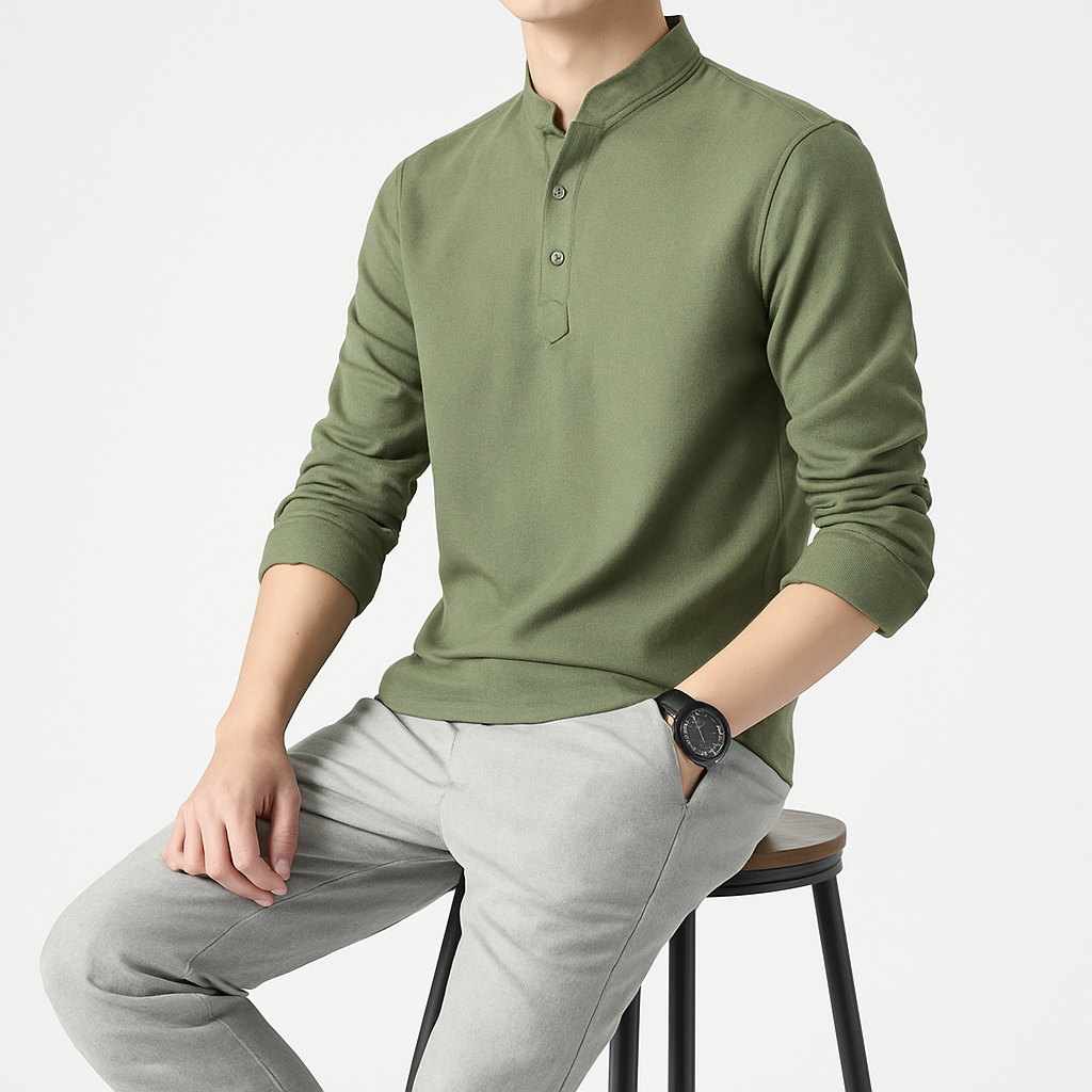 Tetsu Henley Kimono - Kyoto Soul Apparel- Black, Green, Gray, Blue, Beige, Shirt