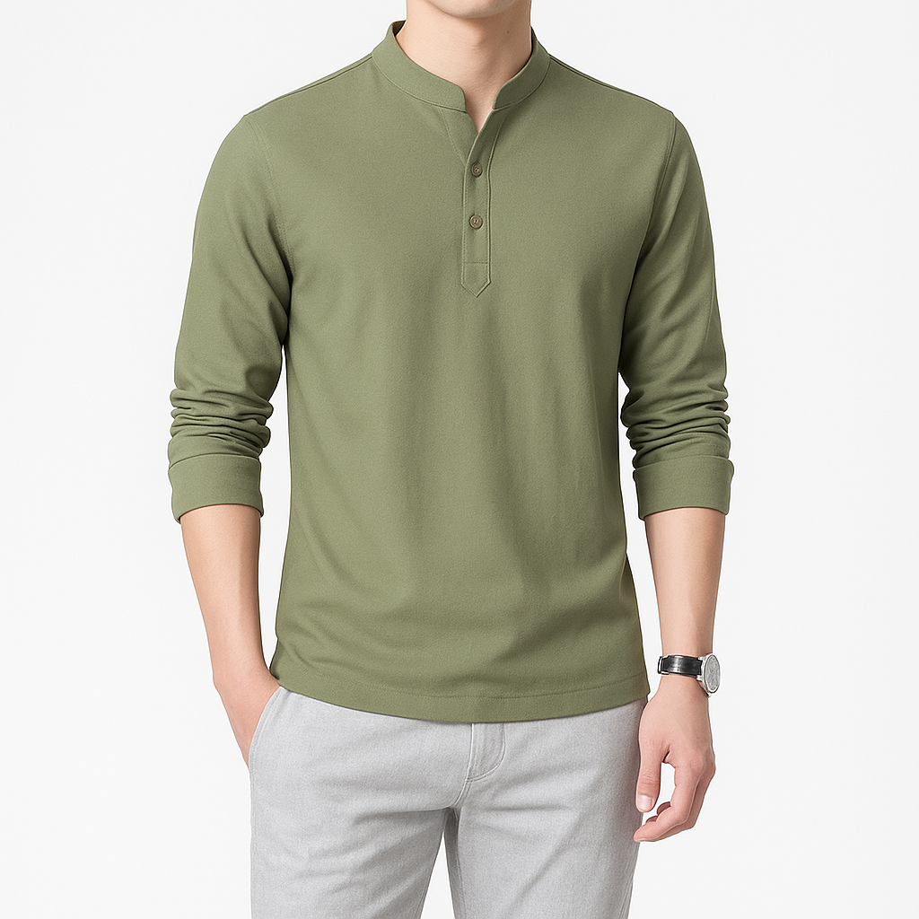 Tetsu Henley Kimono - Kyoto Soul Apparel- Black, Green, Gray, Blue, Beige, Shirt