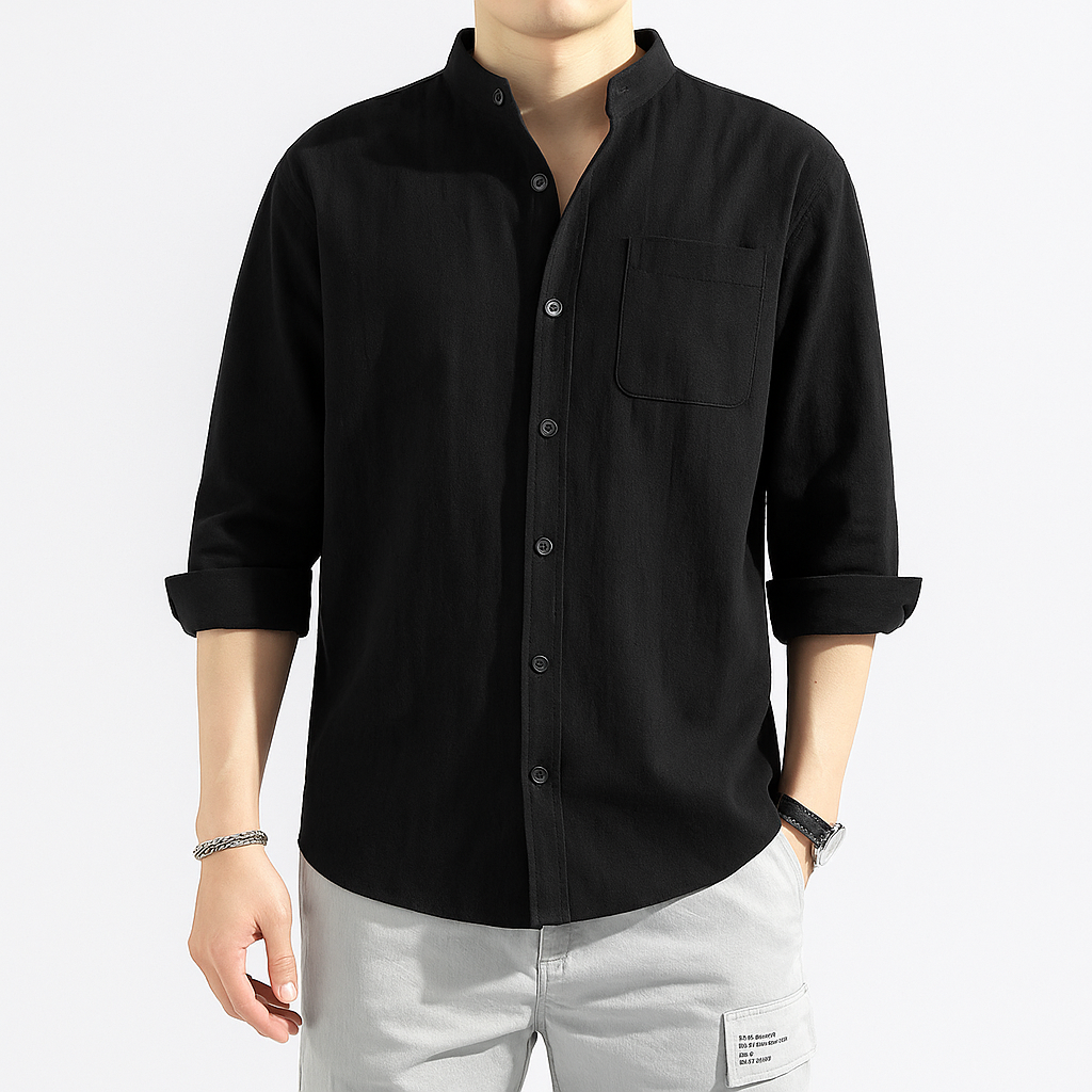 oll kyoto／オール｜SAILOR KAFTAN SHIRT（ブラック） Akira Kimono Shirt – Kyoto Soul
