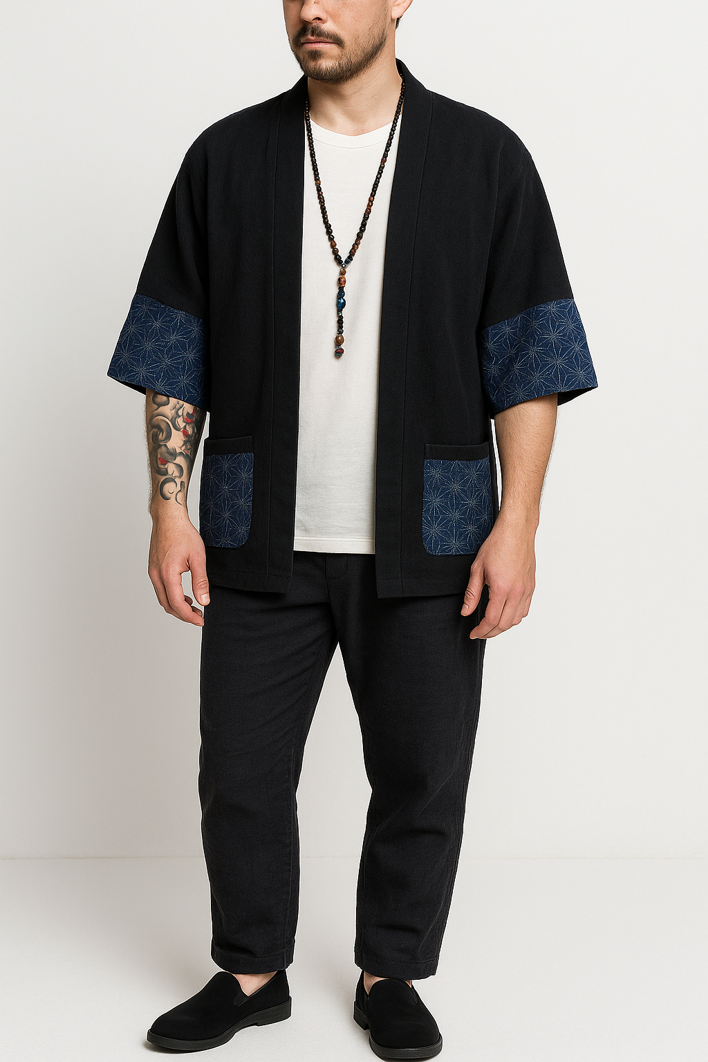 Arloniwi Kimono - Kyoto Apparel - Black, Blue, kimono, Light fabric, Off-White, Outerwear