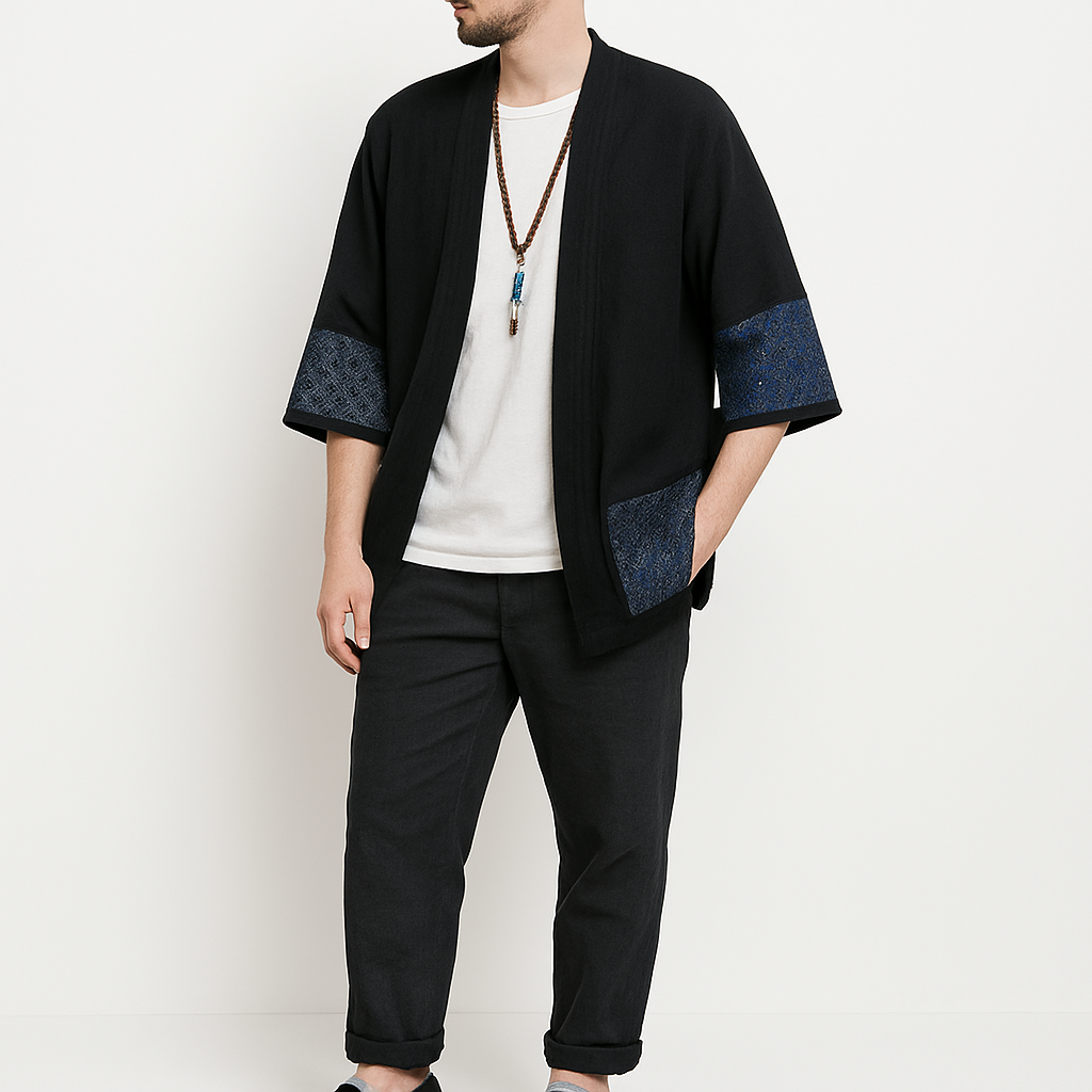 Arloniwi Kimono - Kyoto Apparel - Black, Blue, kimono, Light fabric, Off-White, Outerwear