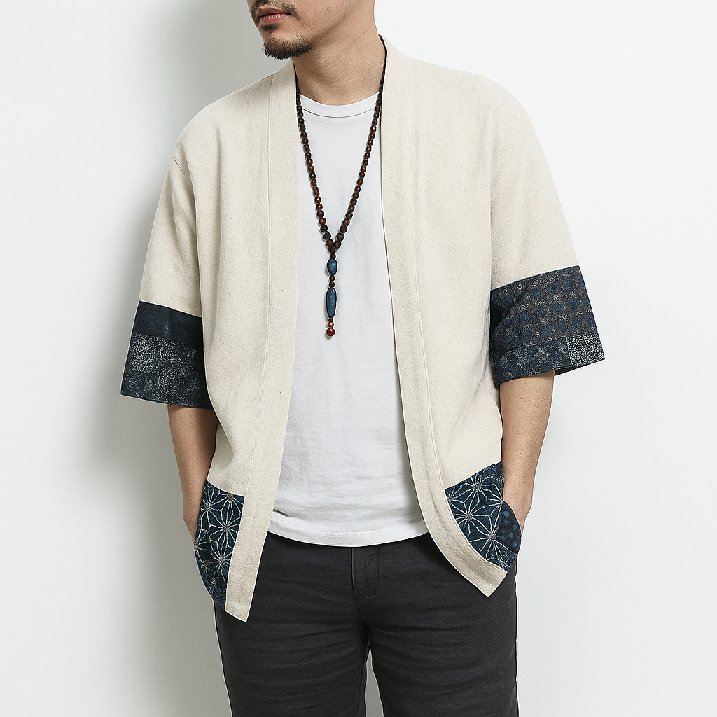 Arloniwi Kimono - Kyoto Apparel - Black, Blue, kimono, Light fabric, Off-White, Outerwear