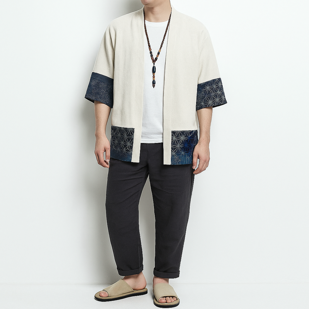 Arloniwi Kimono - Kyoto Apparel - Black, Blue, kimono, Light fabric, Off-White, Outerwear