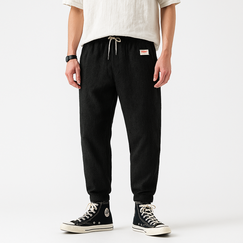 Biraki Corduroy Pants - Kyoto Apparel - black, Blue, Brown, Corduroy, khaki, long, pants, Thick fabric