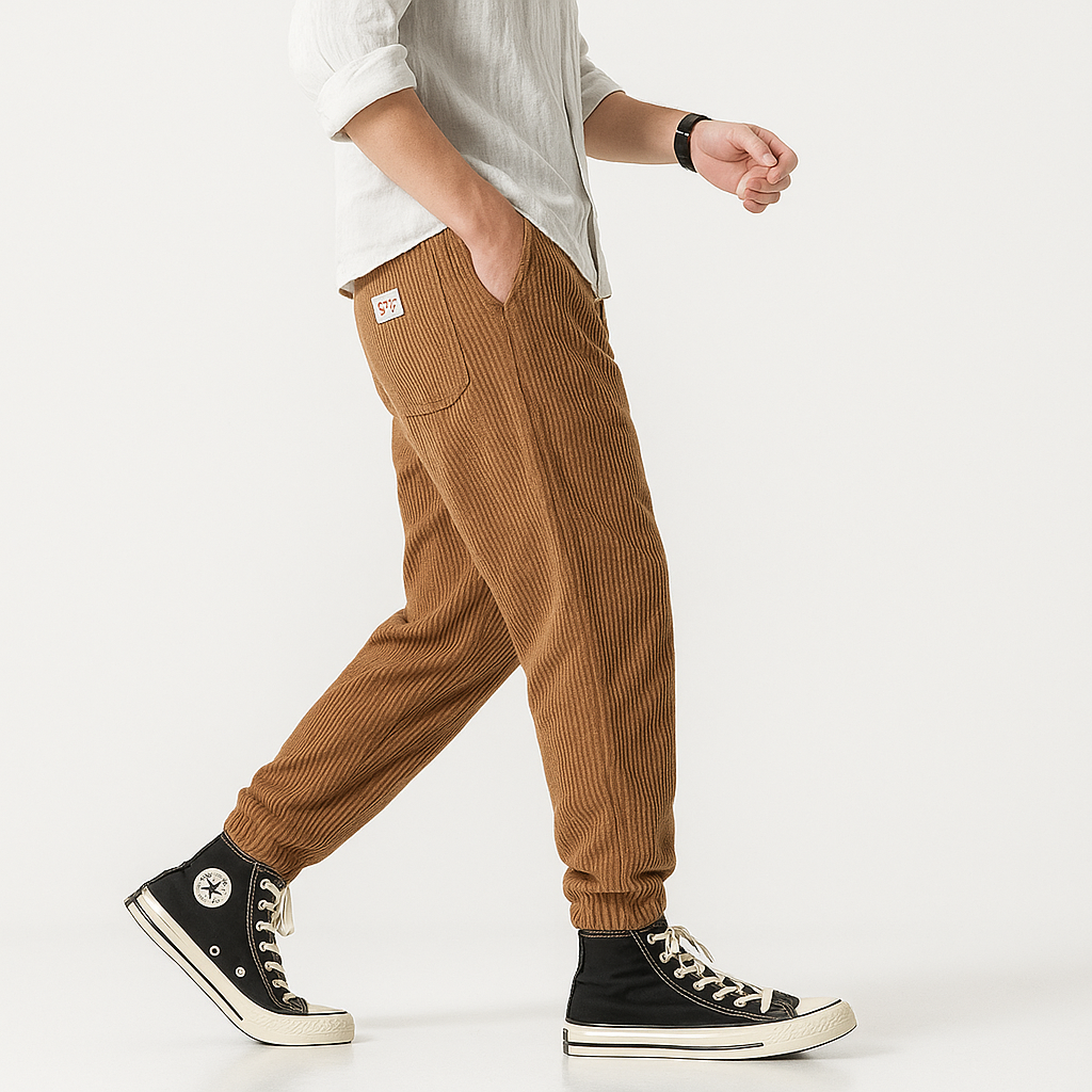 Biraki Corduroy Pants - Kyoto Apparel - black, Blue, Brown, Corduroy, khaki, long, pants, Thick fabric