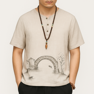 Ryouta Shirt - Kyoto Apparel - White, Mauve, short sleeve, Outerwear, shirt, Top