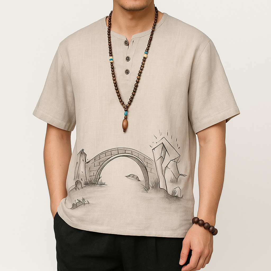 Ryouta Shirt - Kyoto Apparel - White, Mauve, short sleeve, Outerwear, shirt, Top