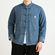 Chutri Denim Jacket - Kyoto Apparel - Black, Blue, Denim, jacket, Light fabric, Long-Sleeve, Mandarin Collar, Outerwear