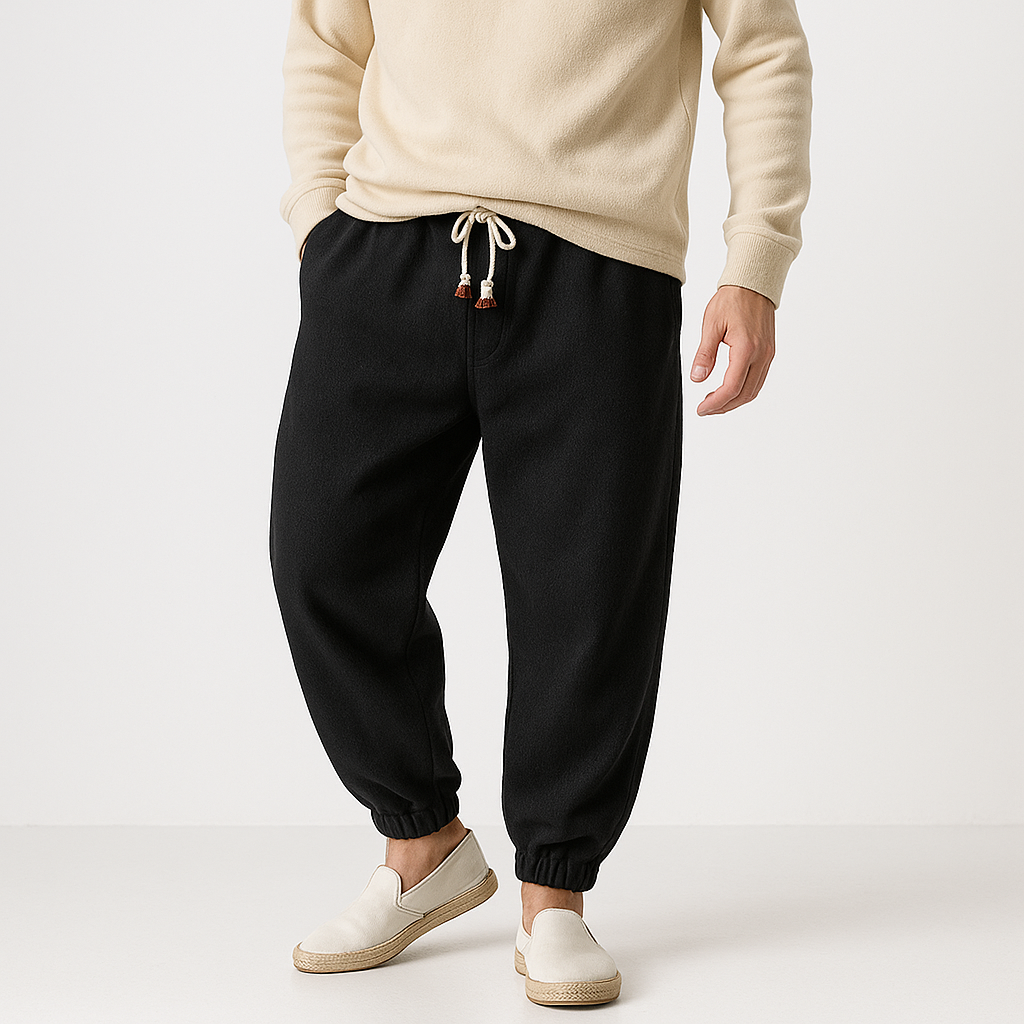 Dester Loose  Pants - Kyoto Apparel - Black, drawstrings, Gray, Green, long, pants, Thick fabric