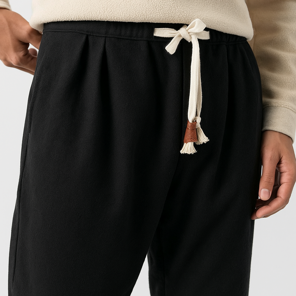 Dester Loose  Pants - Kyoto Apparel - Black, drawstrings, Gray, Green, long, pants, Thick fabric