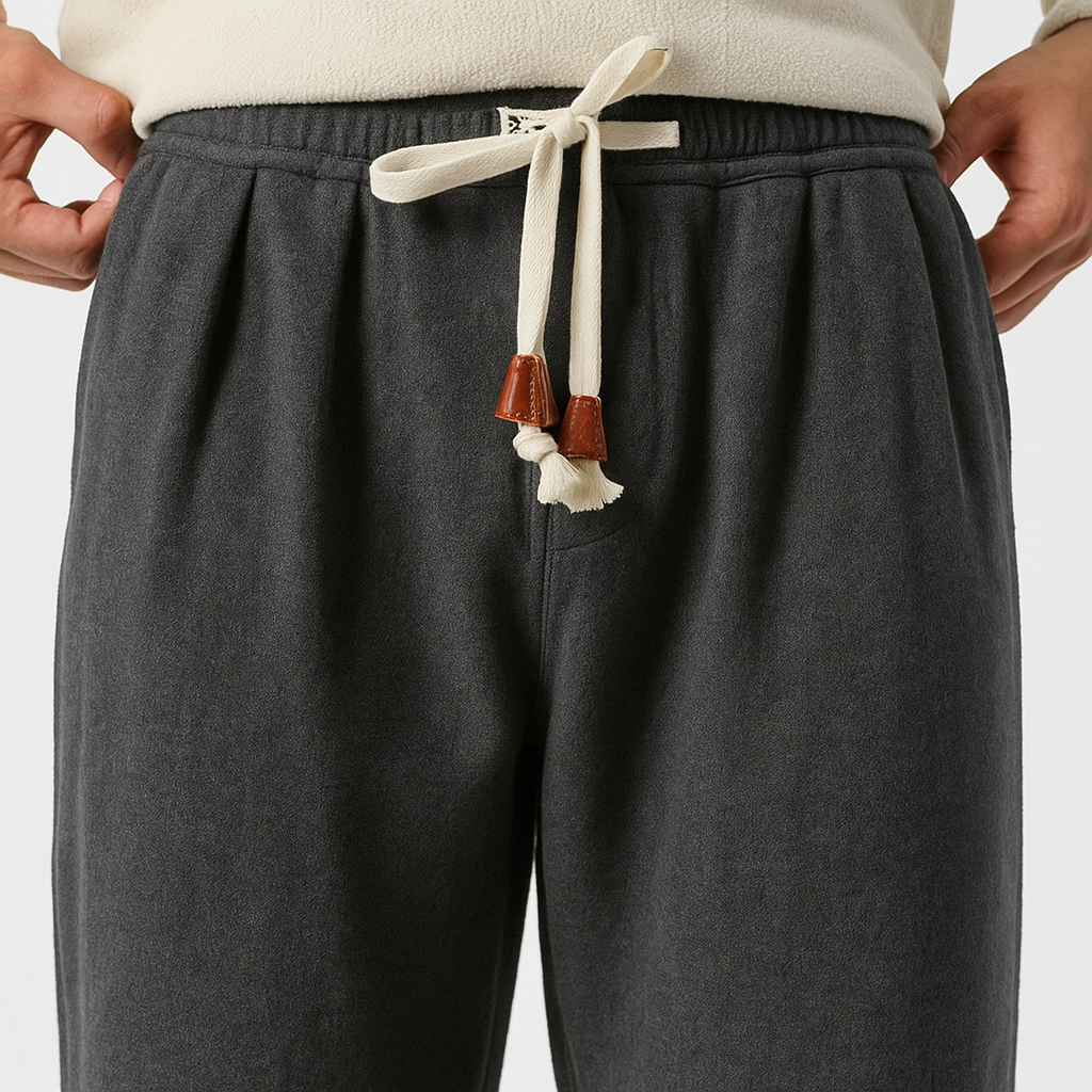 Dester Loose  Pants - Kyoto Apparel - Black, drawstrings, Gray, Green, long, pants, Thick fabric