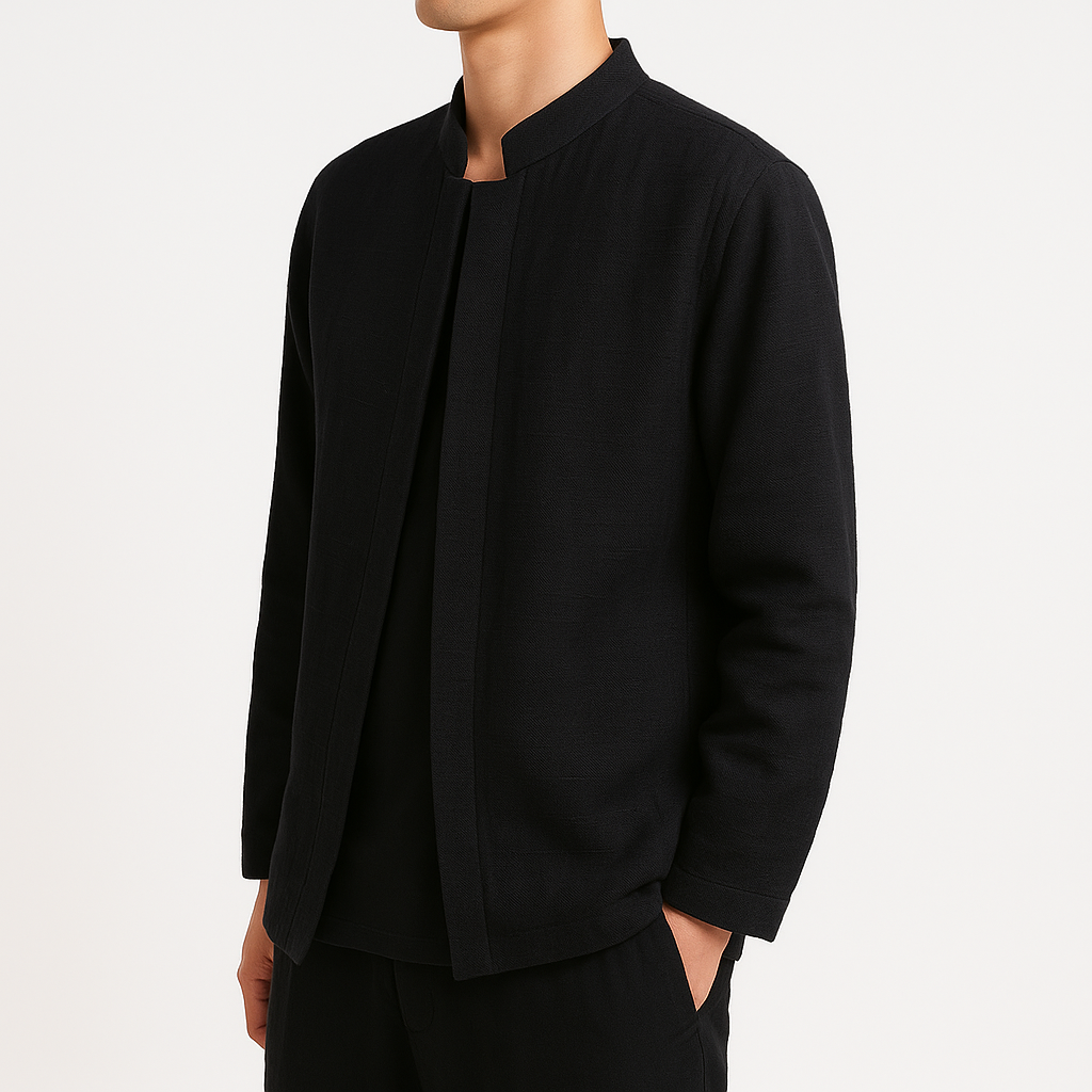 Eiroh Two-Layer Long Sleeve Shirt - Kyoto Apparel - Black, Blue, Gray, khaki, long sleeve, Off-White, shirt, Top