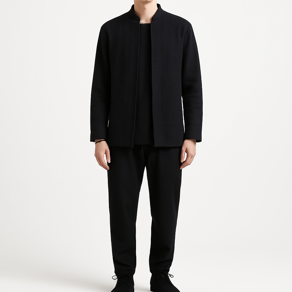 Eiroh Two-Layer Long Sleeve Shirt - Kyoto Apparel - Black, Blue, Gray, khaki, long sleeve, Off-White, shirt, Top