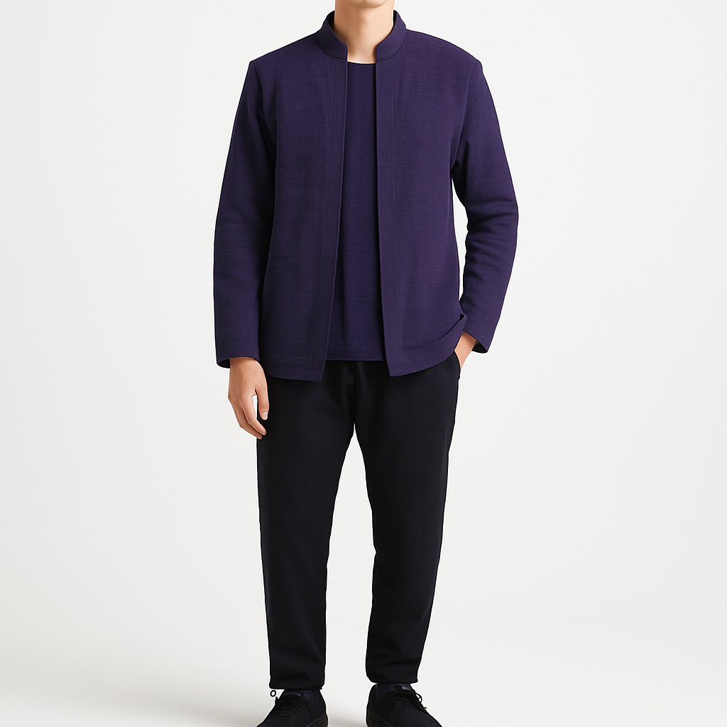 Eiroh Two-Layer Long Sleeve Shirt - Kyoto Apparel - Black, Blue, Gray, khaki, long sleeve, Off-White, shirt, Top