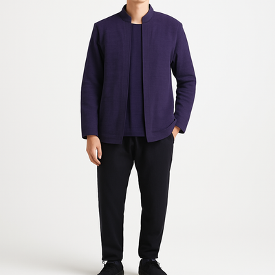 Eiroh Two-Layer Long Sleeve Shirt - Kyoto Apparel - Black, Blue, Gray, khaki, long sleeve, Off-White, shirt, Top