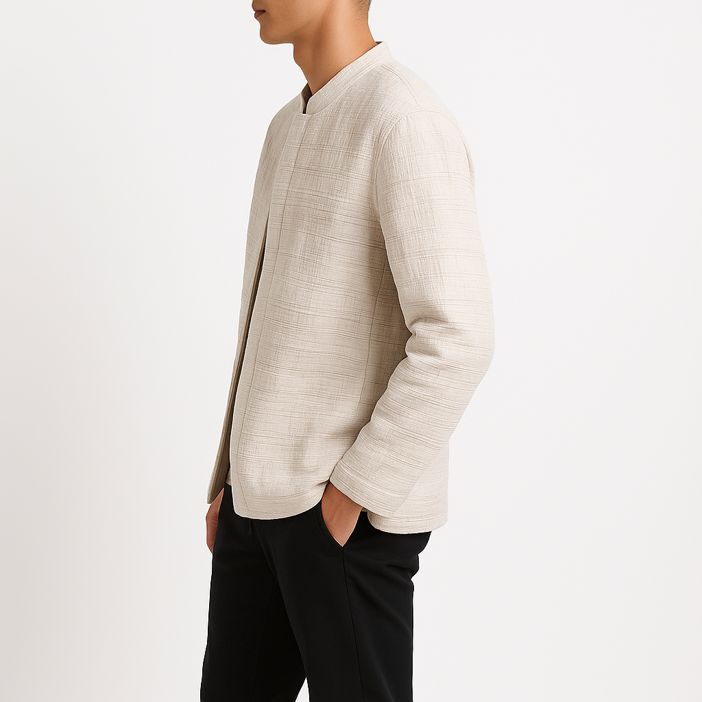 Eiroh Two-Layer Long Sleeve Shirt - Kyoto Apparel - Black, Blue, Gray, khaki, long sleeve, Off-White, shirt, Top