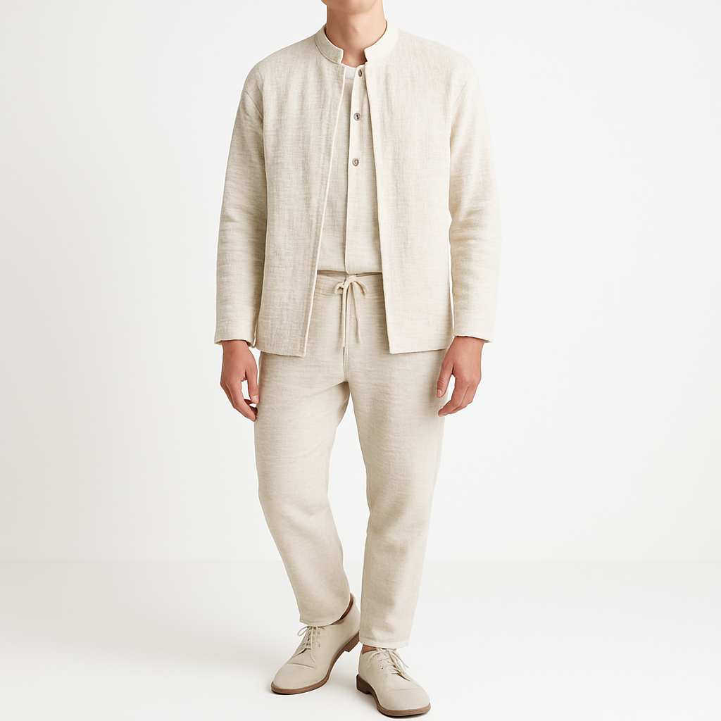 Eiroh Two-Layer Long Sleeve Shirt - Kyoto Apparel - Black, Blue, Gray, khaki, long sleeve, Off-White, shirt, Top