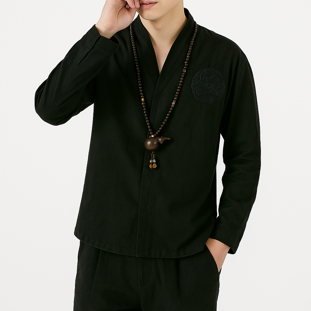 Ereganto Shirt - Kyoto Apparel - Black, Blue, Brown, Embroidery, long sleeve, shirt, Top