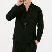 Ereganto Shirt - Kyoto Apparel - Black, Blue, Brown, Embroidery, long sleeve, shirt, Top