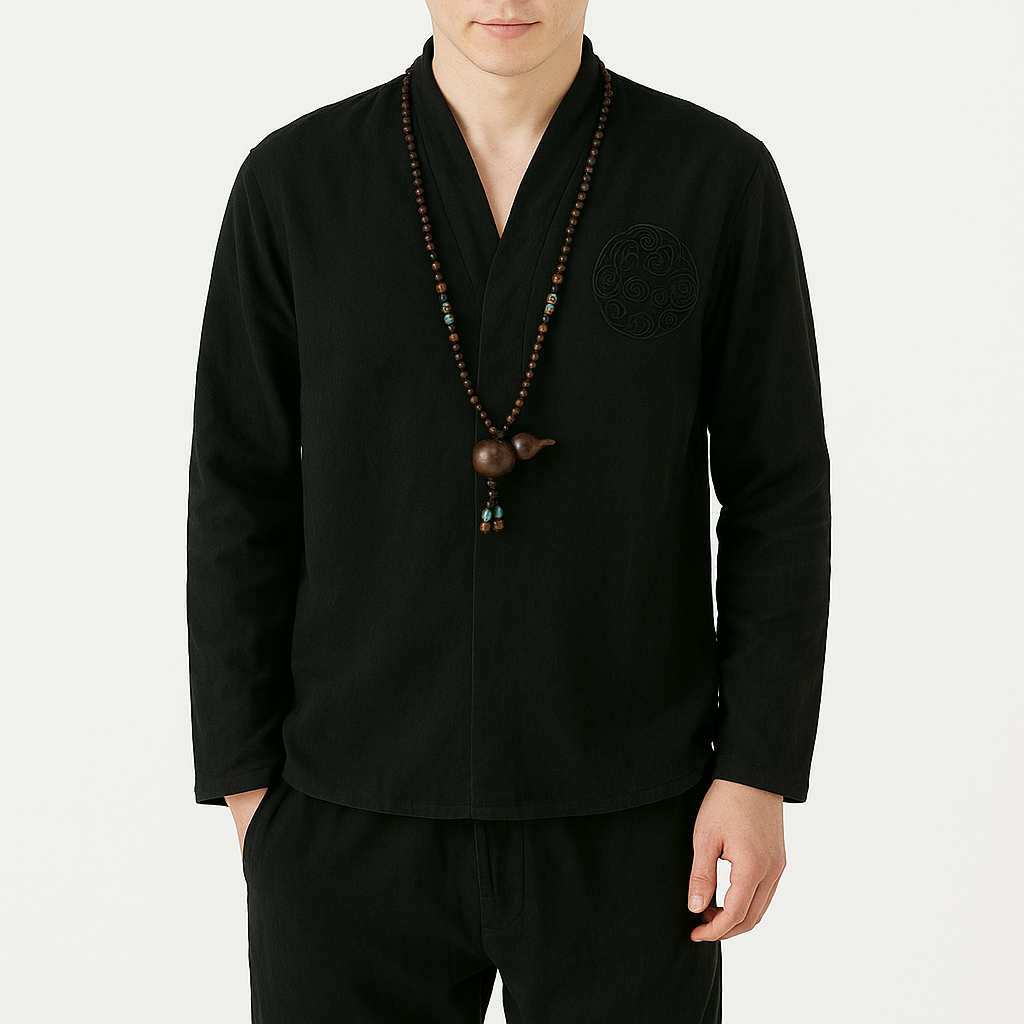 Ereganto Shirt - Kyoto Apparel - Black, Blue, Brown, Embroidery, long sleeve, shirt, Top