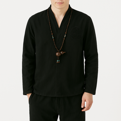 Ereganto Shirt - Kyoto Apparel - Black, Blue, Brown, Embroidery, long sleeve, shirt, Top