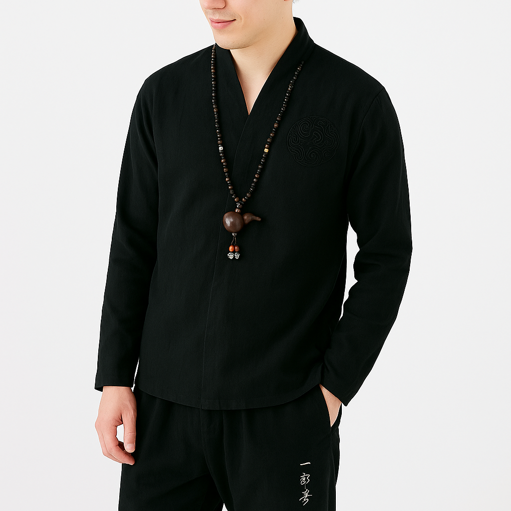 Ereganto Shirt - Kyoto Apparel - Black, Blue, Brown, Embroidery, long sleeve, shirt, Top
