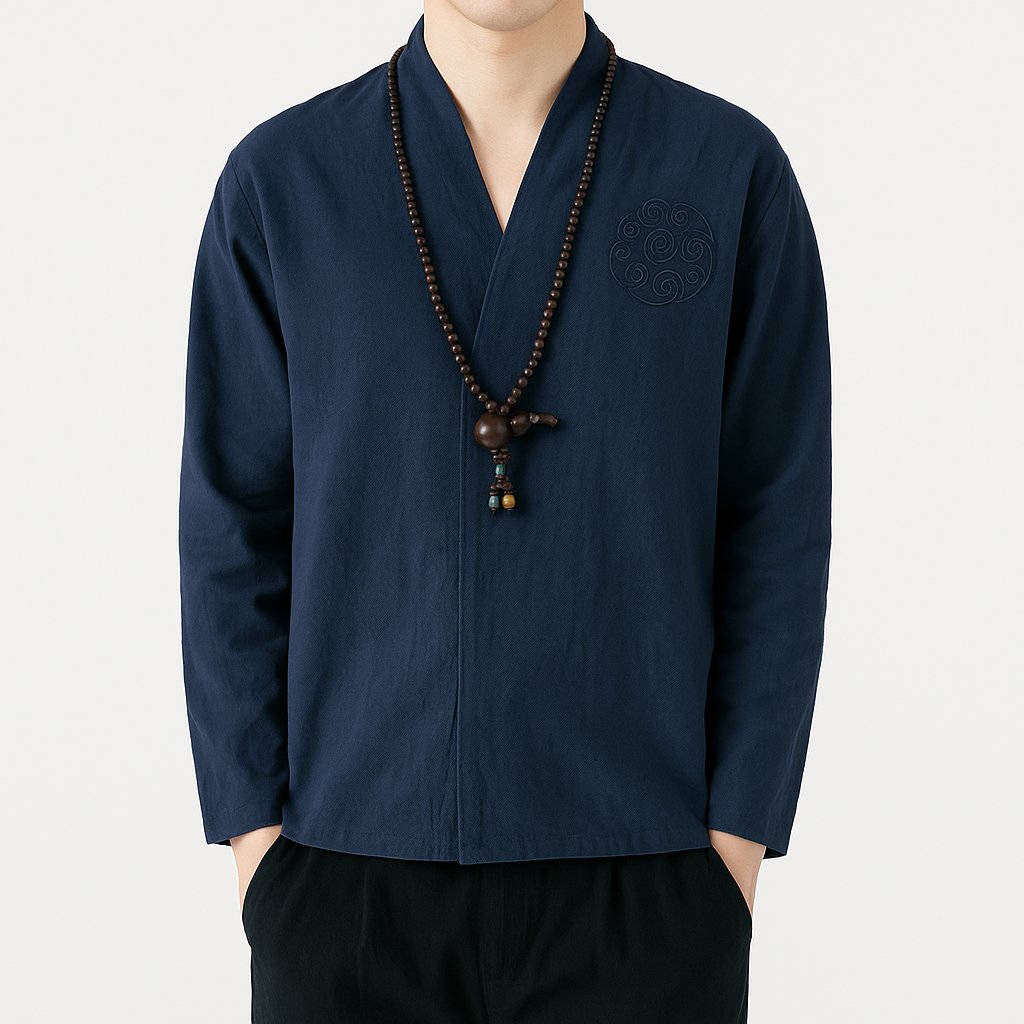 Ereganto Shirt - Kyoto Apparel - Black, Blue, Brown, Embroidery, long sleeve, shirt, Top