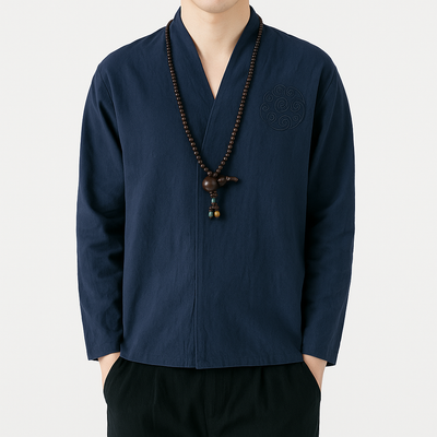 Ereganto Shirt - Kyoto Apparel - Black, Blue, Brown, Embroidery, long sleeve, shirt, Top