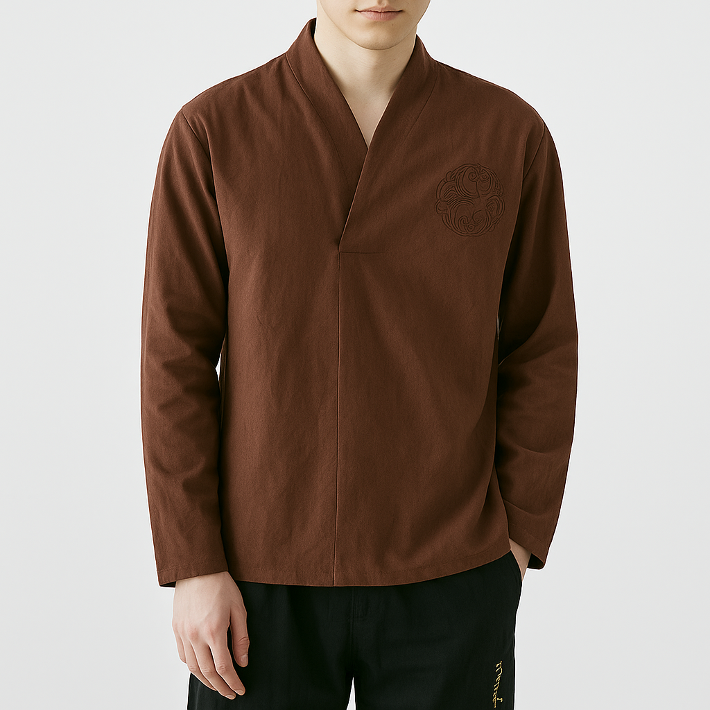 Ereganto Shirt - Kyoto Apparel - Black, Blue, Brown, Embroidery, long sleeve, shirt, Top