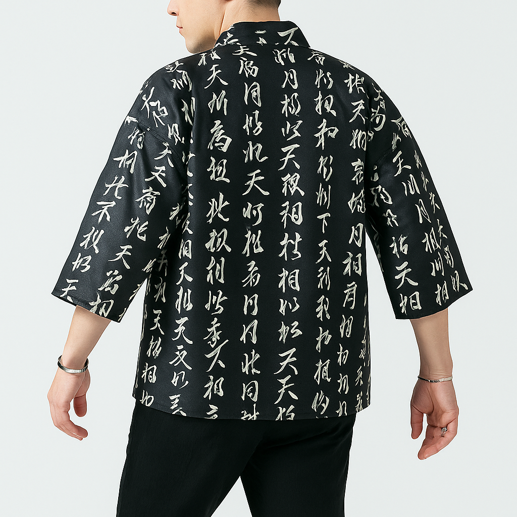 Etoiku Kimono - Kyoto Apparel - Black, Brown, Green, Japanese print, kimono, Outerwear, white
