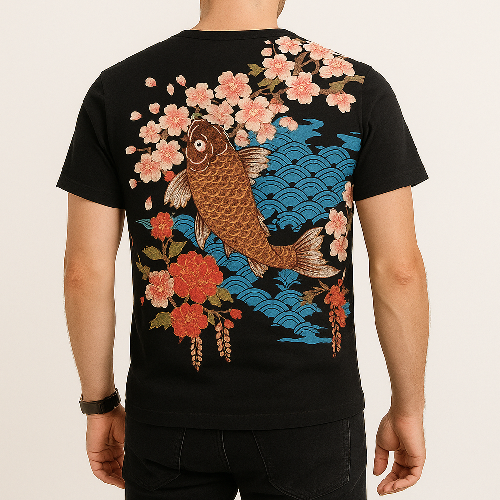 Haruna Shirt - Kyoto Apparel - Black, Embroidery, Japanese print, tee shirt, Top, white