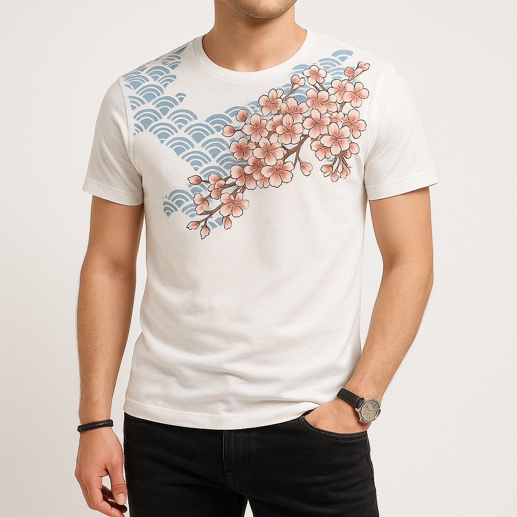 Haruna Shirt - Kyoto Apparel - Black, Embroidery, Japanese print, tee shirt, Top, white