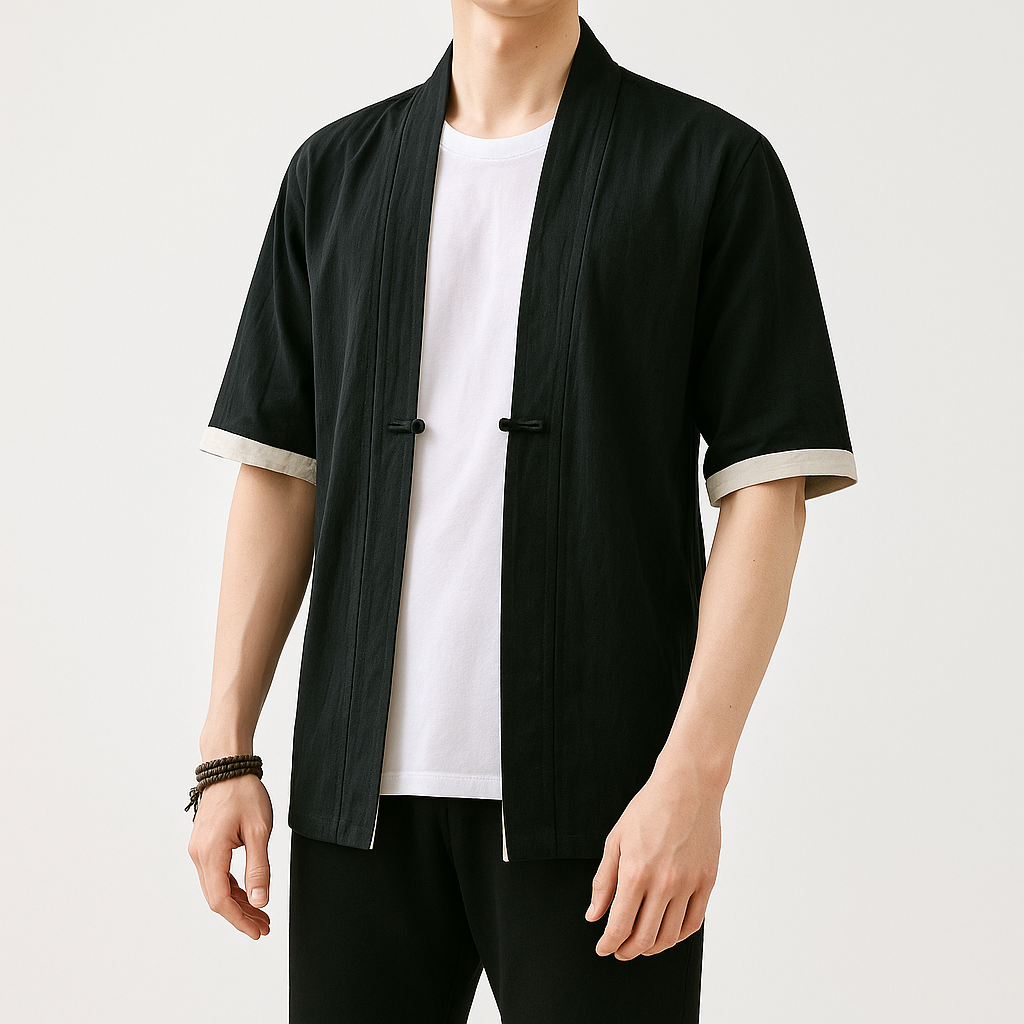 Heiya Kimono - Kyoto Apparel - Black, Blue, Gray, kimono, Outerwear, Red, short sleeve