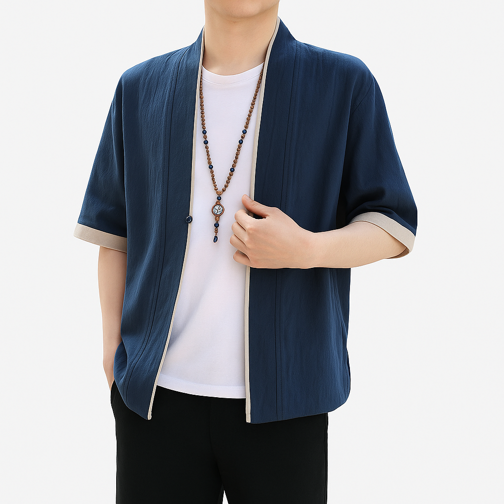 Heiya Kimono - Kyoto Apparel - Black, Blue, Gray, kimono, Outerwear, Red, short sleeve