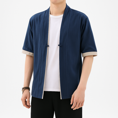 Heiya Kimono - Kyoto Apparel - Black, Blue, Gray, kimono, Outerwear, Red, short sleeve