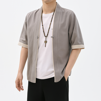 Heiya Kimono - Kyoto Apparel - Black, Blue, Gray, kimono, Outerwear, Red, short sleeve