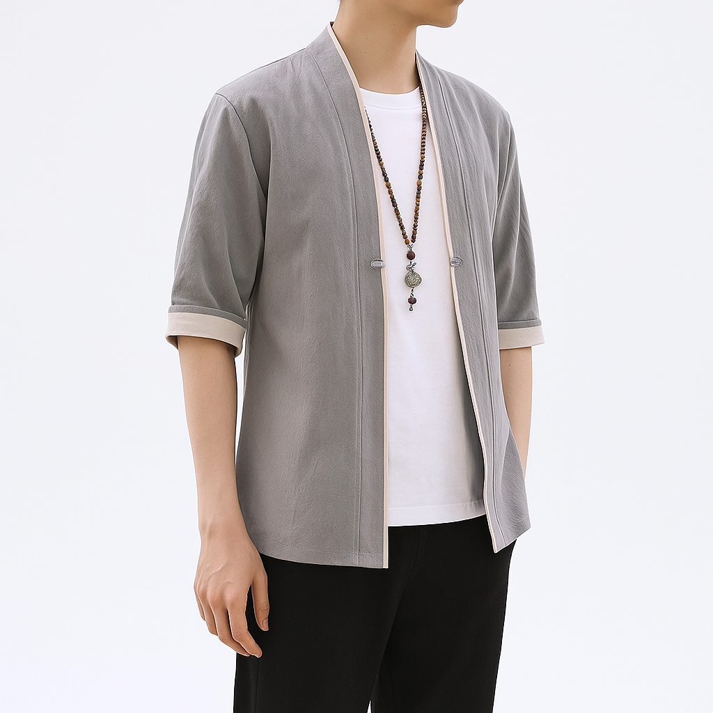 Heiya Kimono - Kyoto Apparel - Black, Blue, Gray, kimono, Outerwear, Red, short sleeve