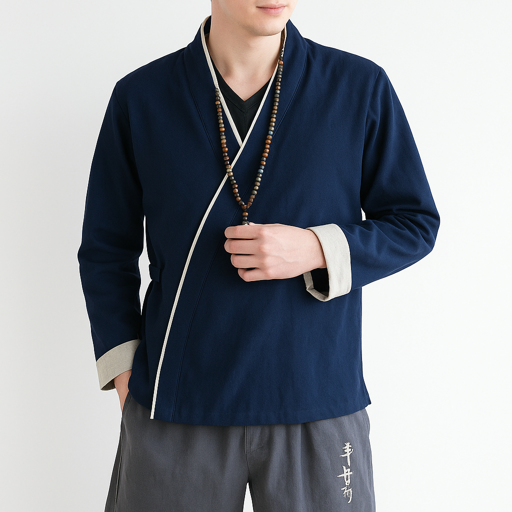 Jikura Kimono - Kyoto Apparel - Blue, Gray, kimono, Outerwear